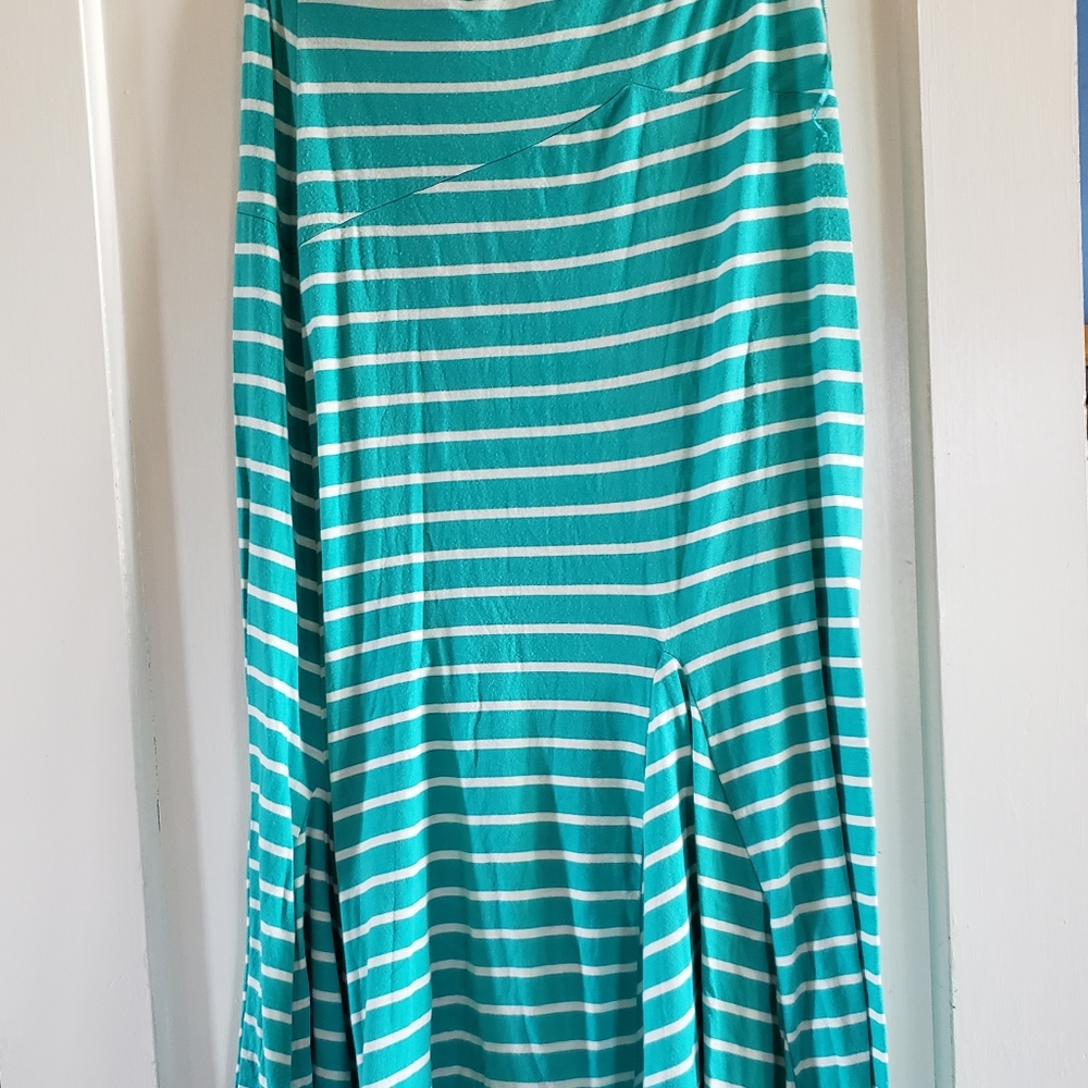 Poof teal and white maxi skirt